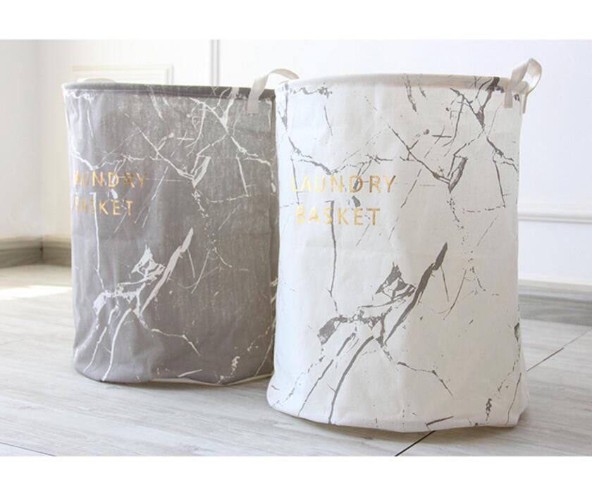 Marble Laundry Baskets - Black-White-Gray Hamper - Just Kidding Store