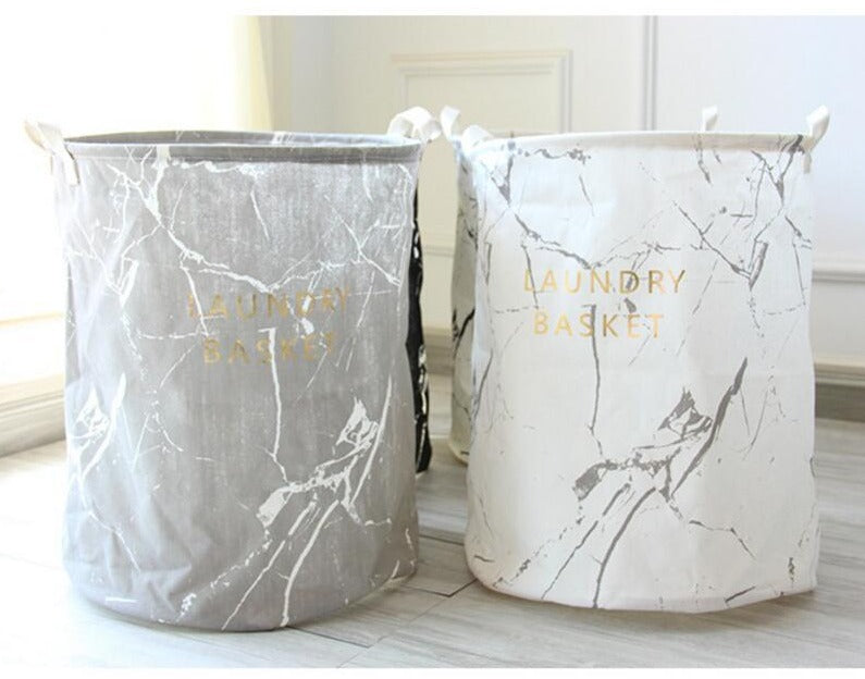 Marble Laundry Baskets - Black-White-Gray Hamper - Just Kidding Store