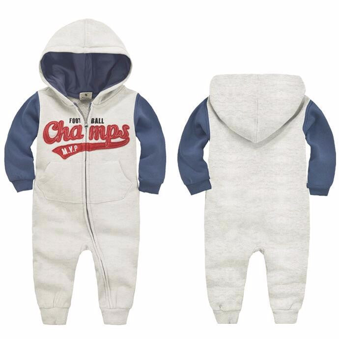 Long Sleeve Hooded Baby Toddler Trendy Rompers - Just Kidding Store 