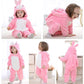 Hooded Flannel Romper Jumpsuit - Pink Rabbit - Just Kidding Store