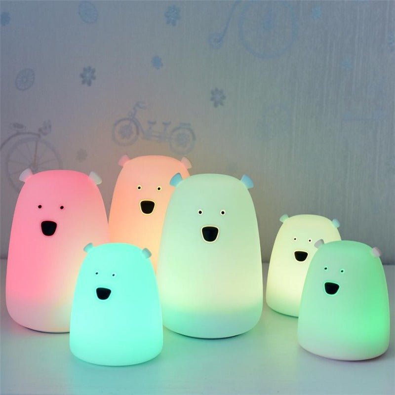 Bear Night Light - Tap Control Nursery Color Changing Lamp - Just Kidding Store