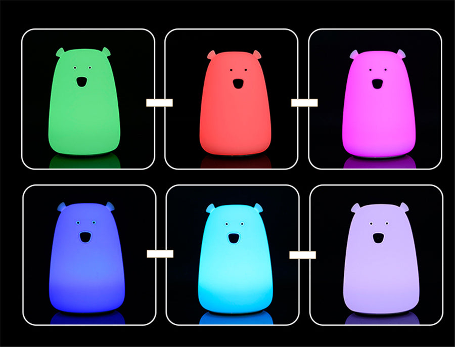 Bear Night Light - Tap Control Nursery Color Changing Lamp - Just Kidding Store