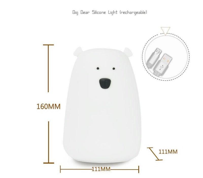 Bear Night Light - Tap Control Nursery Color Changing Lamp - Just Kidding Store