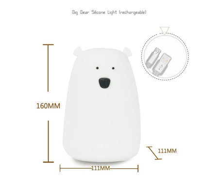 Bear Night Light - Tap Control Nursery Color Changing Lamp - Just Kidding Store