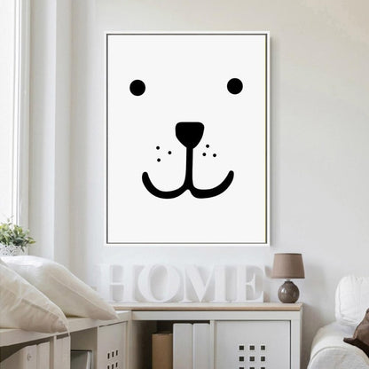 Modern Nordic Smily Bear Face Canvas Painting - Just Kidding Store 