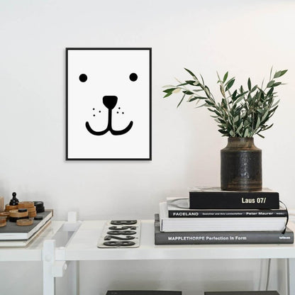 Modern Nordic Smily Bear Face Canvas Painting - Just Kidding Store 