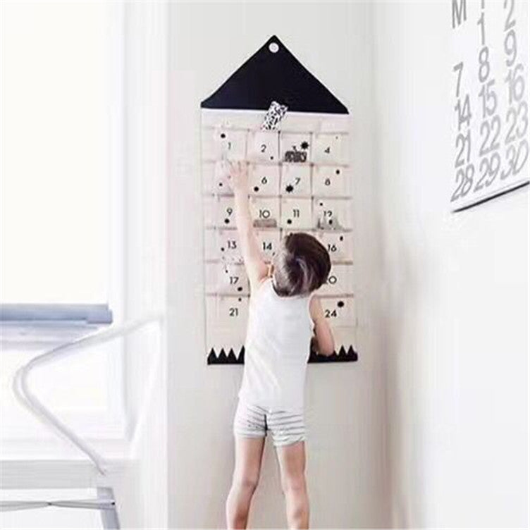 Wall Hanging Advent Calendar - 24 Pockets Canvas Storage Bag - Just Kidding Store