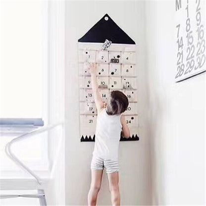 Wall Hanging Advent Calendar - 24 Pockets Canvas Storage Bag - Just Kidding Store