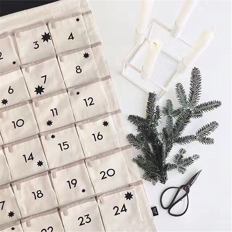 Wall Hanging Advent Calendar - 24 Pockets Canvas Storage Bag - Just Kidding Store