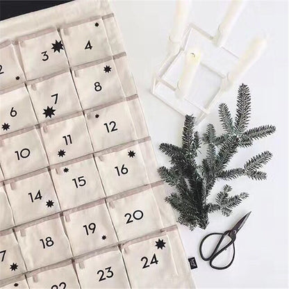 Wall Hanging Advent Calendar - 24 Pockets Canvas Storage Bag - Just Kidding Store