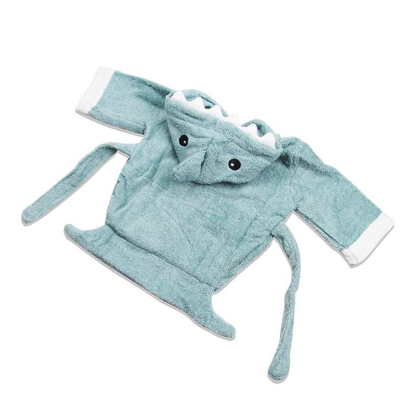 Baby Hooded Bathrobe - Terry Towel - Blue Shark - Just Kidding