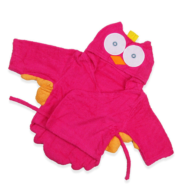 Baby Hooded Bathrobe - Red Owl - Just Kidding Store