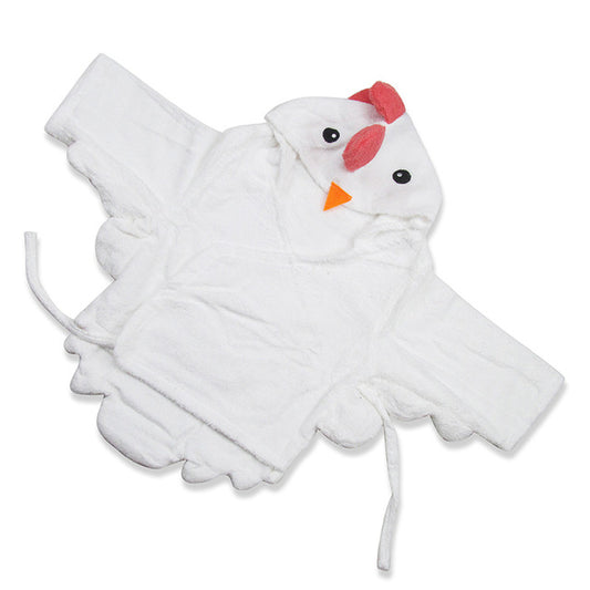 Baby Hooded Bathrobe - Terry Towel - White Chick - Just Kidding