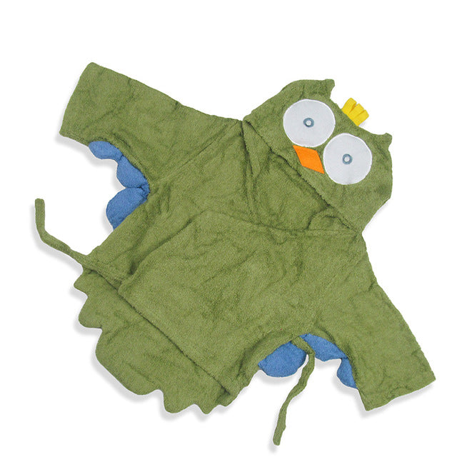 Green Owl baby bathrobe terry towel - Just Kidding