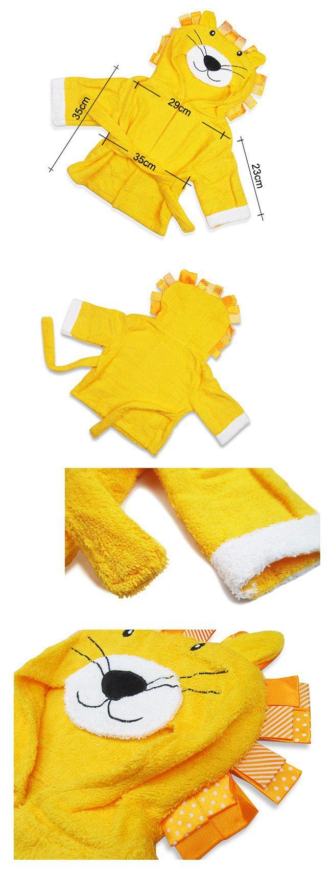Yellow Lion terry baby bathrobe towel aspen - Just Kidding Store