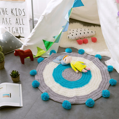 Hand Made Round Floor Kids Play Mat - Pop Pom Carpet - Just Kidding St...