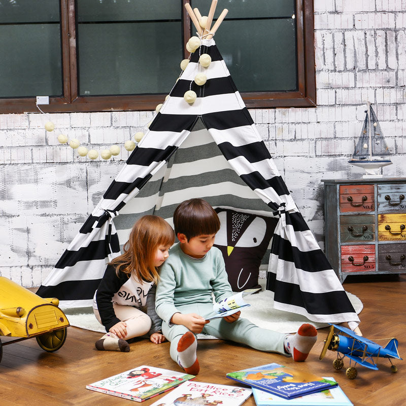 Black and White Striped Teepee - Kids Play Tent - Just Kidding Store