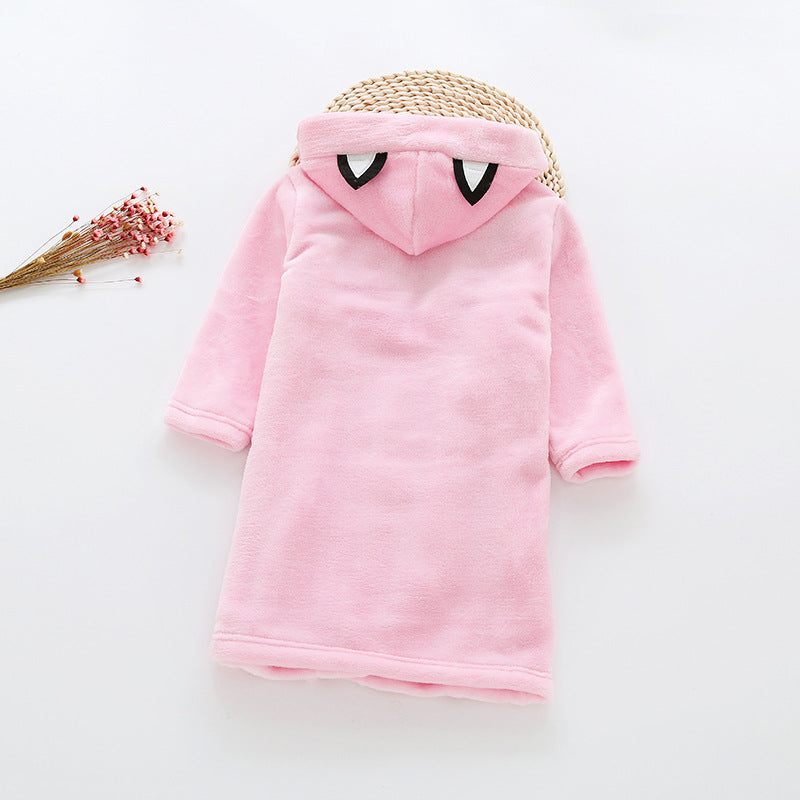 Flannel Bathrobe Night Gown - Kawaii Kitty Pink - Just Kidding Store