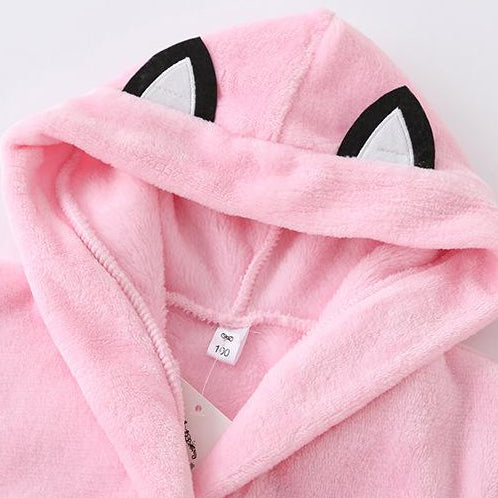 Flannel Bathrobe Night Gown - Kawaii Kitty Pink - Just Kidding Store