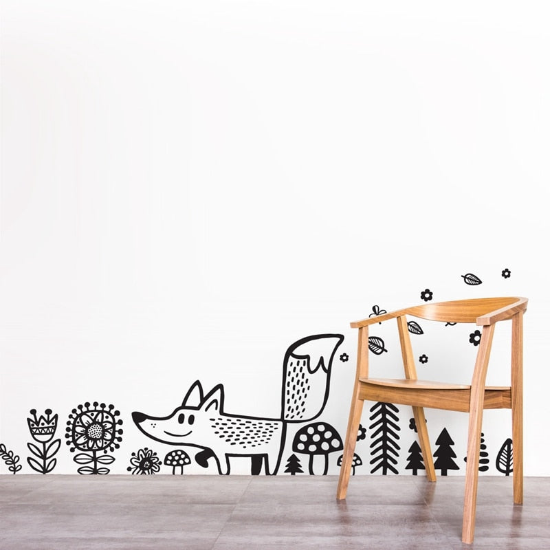 Fox Wall Decal -  Woodland Kids Room Wall Sticker - Just Kidding Store
