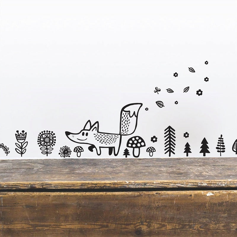 Fox Wall Decal -  Woodland Kids Room Wall Sticker - Just Kidding Store