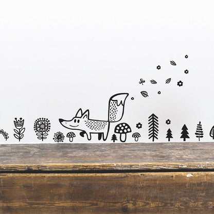 Fox Wall Decal -  Woodland Kids Room Wall Sticker - Just Kidding Store