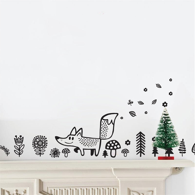 Fox Wall Decal -  Woodland Kids Room Wall Sticker - Just Kidding Store