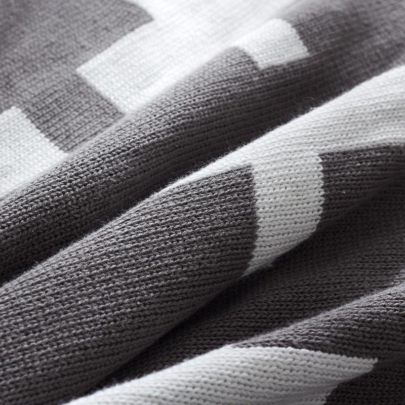 Monochrome double sided Cross knit blanket - Just Kidding Store