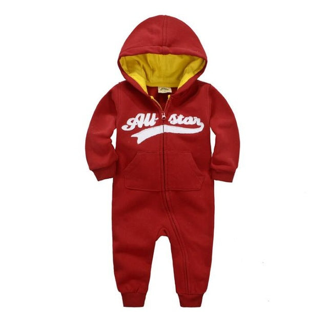 Long Sleeve Hooded Baby Toddler Trendy Rompers - Just Kidding Store 