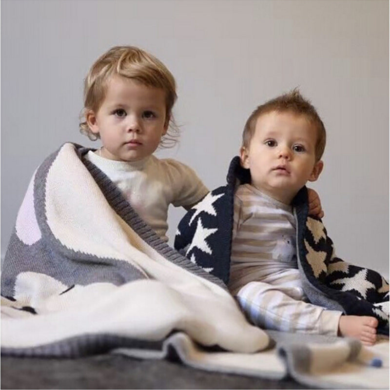 Kids Cotton Knitted Blanket  - Reversible Throw Blanket - Rabbit