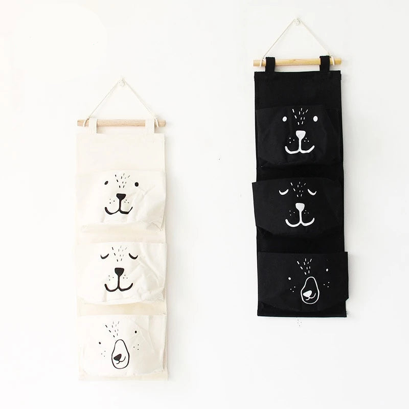 Bear Wall Hanging Storage Pockets Canvas Organizer - Just Kidding Store
