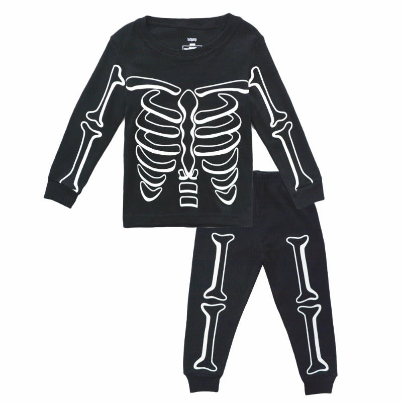 Luminous Skull Printed Kids Pajama Set - Just Kidding Store
