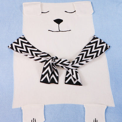 Polar Bear Cotton Knitted Kids Blanket - Bed Throw - Just Kidding Store