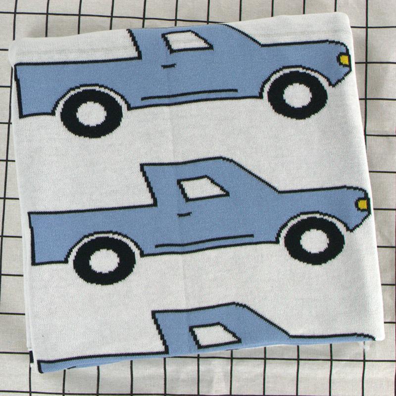 Blue Truck Baby Kids Cotton Knitted Blanket - Just Kidding Store
