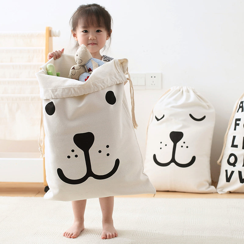 Canvas Storage Bag - Smily Bear Kids Toys Pouch - Just Kidding Store