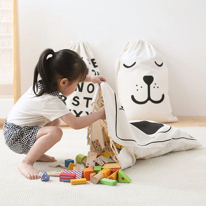 Canvas Storage Bag - Sleepy Bear Kids Toys Pouch - Just Kidding Store