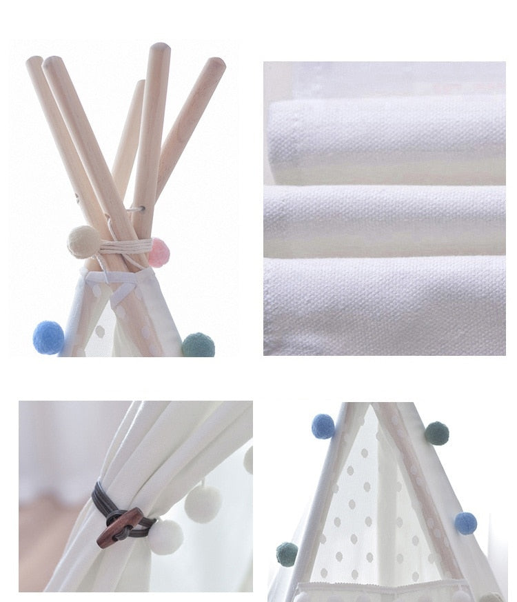 Pom Pom Kids Teepee - 5 Poles Play Tent - Just Kidding Store