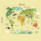 Kids World Map Decal - Animal World Stickers - Just Kidding Store