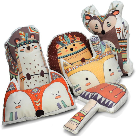 Woodland Animal Kids Cushions - Tribal Pillows - Just Kidding Store 