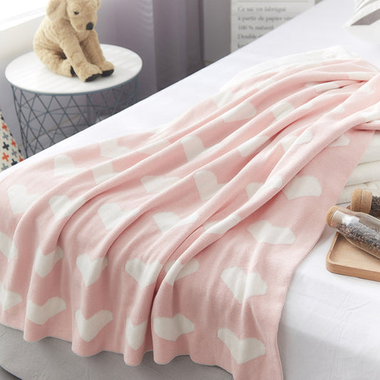 Double Sided Cotton Knitted Blanket - Rose Hearts - Just Kidding Store