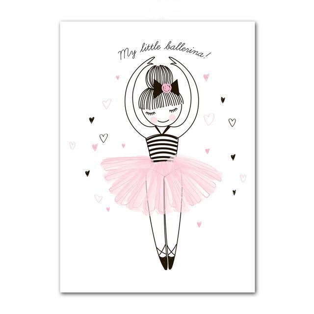 Nordic Canvas Wall Art Ballerina Girl Mermaid Unicorn - Just Kidding Store
