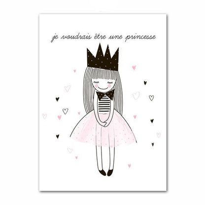 Nordic Canvas Wall Art Ballerina Girl Mermaid Unicorn - Just Kidding Store