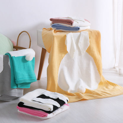 Soft Knitted Cute Rabbit Baby Kids Blanket - Bunny Ears Blanket - Just Kidding Store 