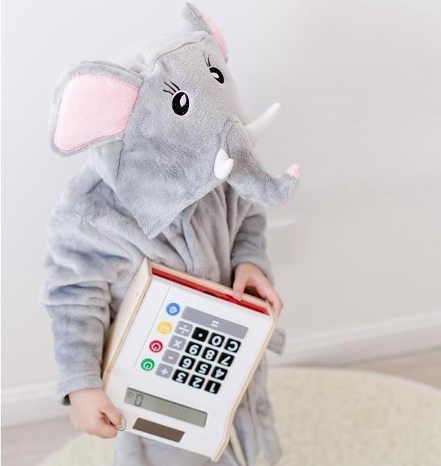 Gray elephant fleece babies and kids bathrobes - Just Kidding