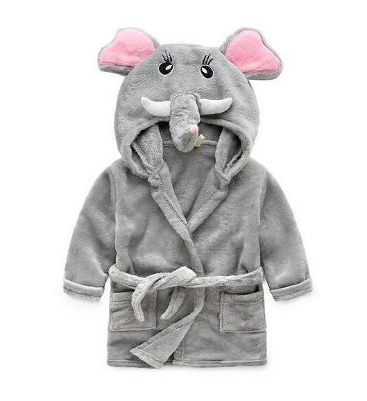 Gray elephant babies and kids bathrobes - Just Kidding