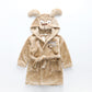Brown dog flannel hooded kids bathrobes - Just Kidding Store