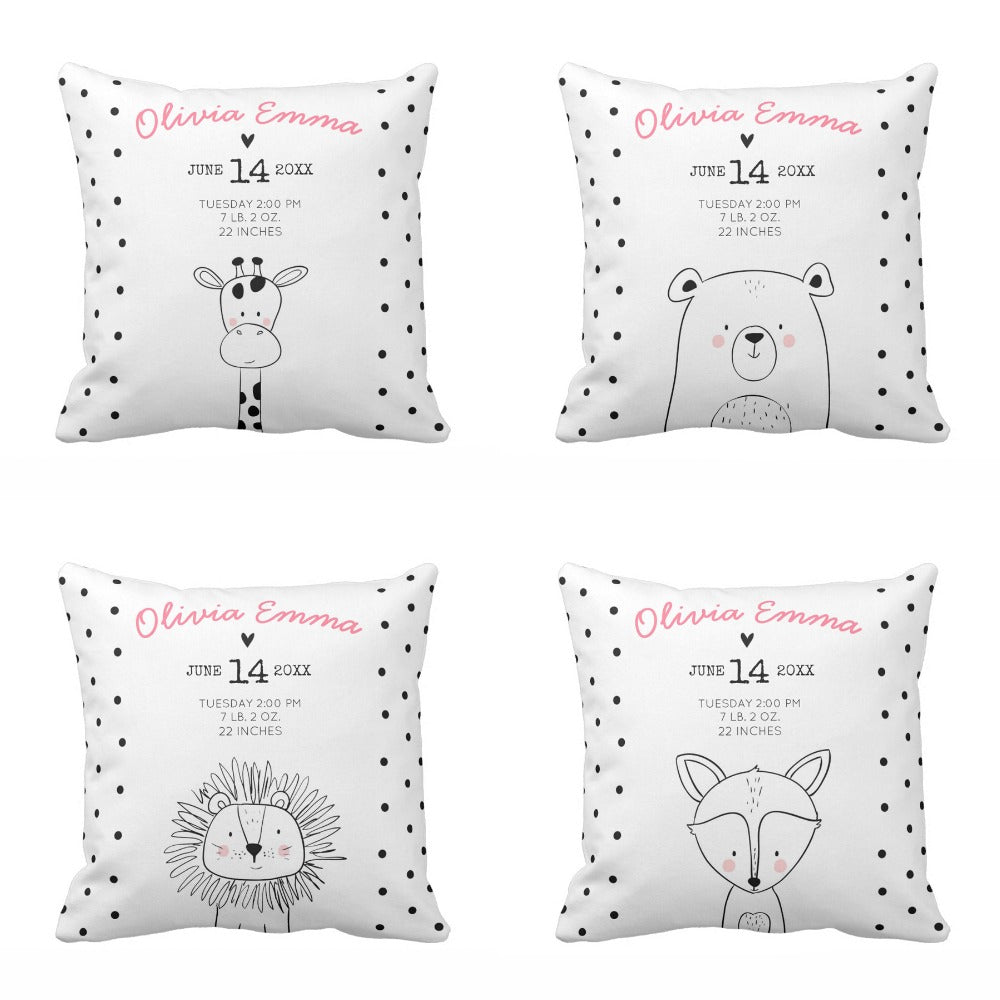 Personalised Baby Birth Stats Cushion Cover