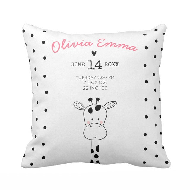 Personalised Baby Birth Stats Cushion Cover