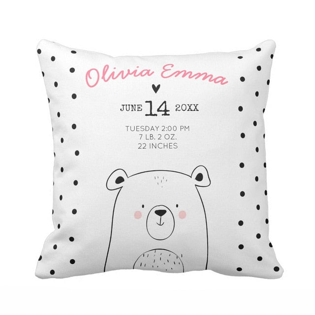 Personalised Baby Birth Stats Cushion Cover