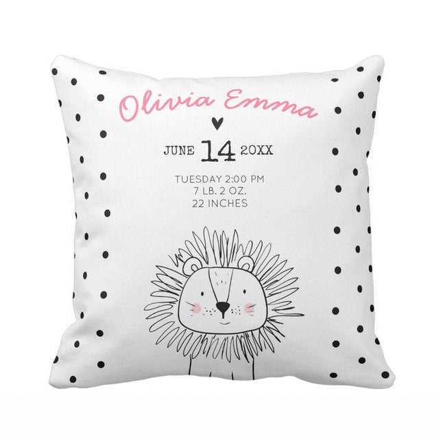 Personalised Baby Birth Stats Cushion Cover